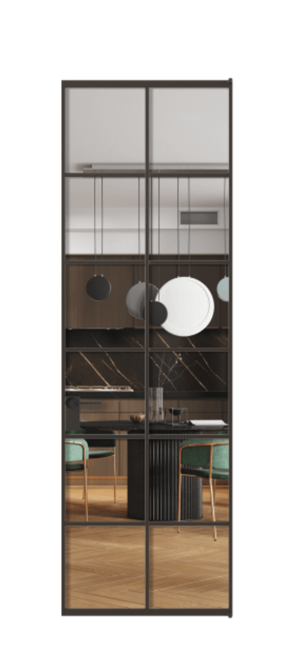 Алюминиевая дверь АЛПЛ040.05 Алюминий антрацит Прозрачное стекло "Кристал Вижн", калёное Цена 148420  | Volhovec