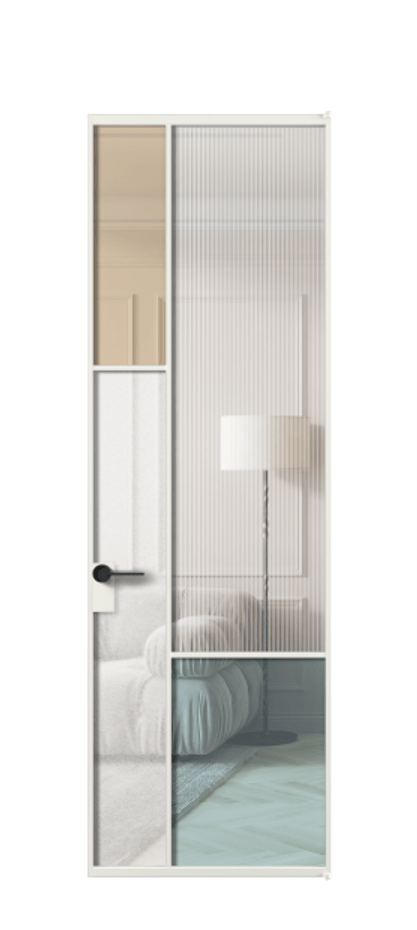 Межкомнатная дверь Мозаик АЛПЛ041.13 Алюминий светло-серый Комбинация стекол Группы 1 и Группы 3 Цена 189060 ₽ | Volhovec