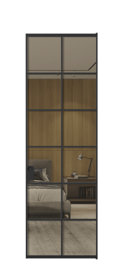 Алюминиевая дверь АЛПЛ040.05 Алюминий Черный Рефлективное бронзовое стекло "Стопсол", калёное Цена 130930  | Volhovec