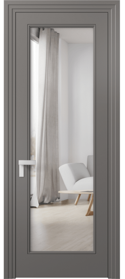 Межкомнатная дверь Рокка 8300 Матовый классический серый Двустороннее зеркало, триплекс Цена 84899 ₽ | Volhovec