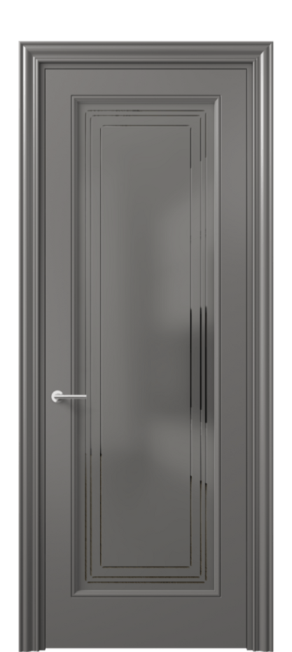 Межкомнатная дверь Маскот 8400 Матовый классический серый Сатинированное серое стекло с гравировкой "Грани", триплекс Цена 90750 ₽ | Volhovec