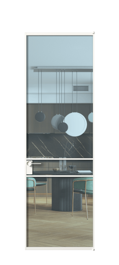 Алюминиевая дверь АЛПЛ040.02 Алюминий Белый Прозрачное голубое стекло, триплекс Цена 120130  | Volhovec