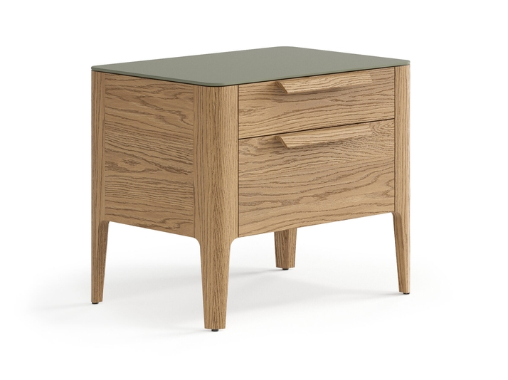 Мебель Тумба прикроватная Пьега 2 ящика. Цвет Дуб мускатный матовый. Материал Массив дуба матовый. Коллекция Тумба прикроватная Пьега 2 ящика. Картинка.