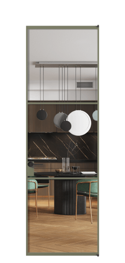 Дверь межкомнатная АЛПЛ040.03 Crystalvision АОТ. Цвет Алюминий оливковый тёмный. Материал Алюминий в эмали. Коллекция Формато. Картинка.