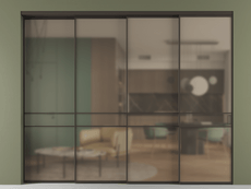 Перегородка Формато внутри проёма 4 створки с синхронным механизмом