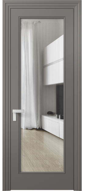 Дверь межкомнатная 8300 МКЛС Прозрачное стекло с гравировкой Rocca. Цвет Матовый классический серый. Материал Гладкая эмаль. Коллекция Рокка. Картинка.