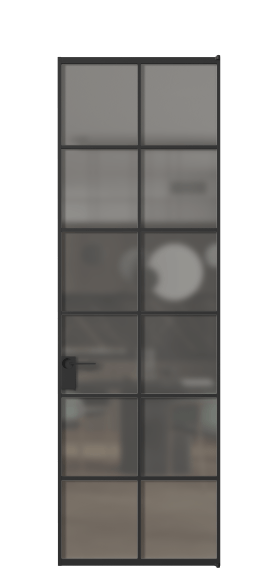 Дверь межкомнатная АЛПЛ040.05 Серый сатин триплекс ЧЕР. Цвет Алюминий Черный. Материал Алюминий. Коллекция Формато. Картинка.